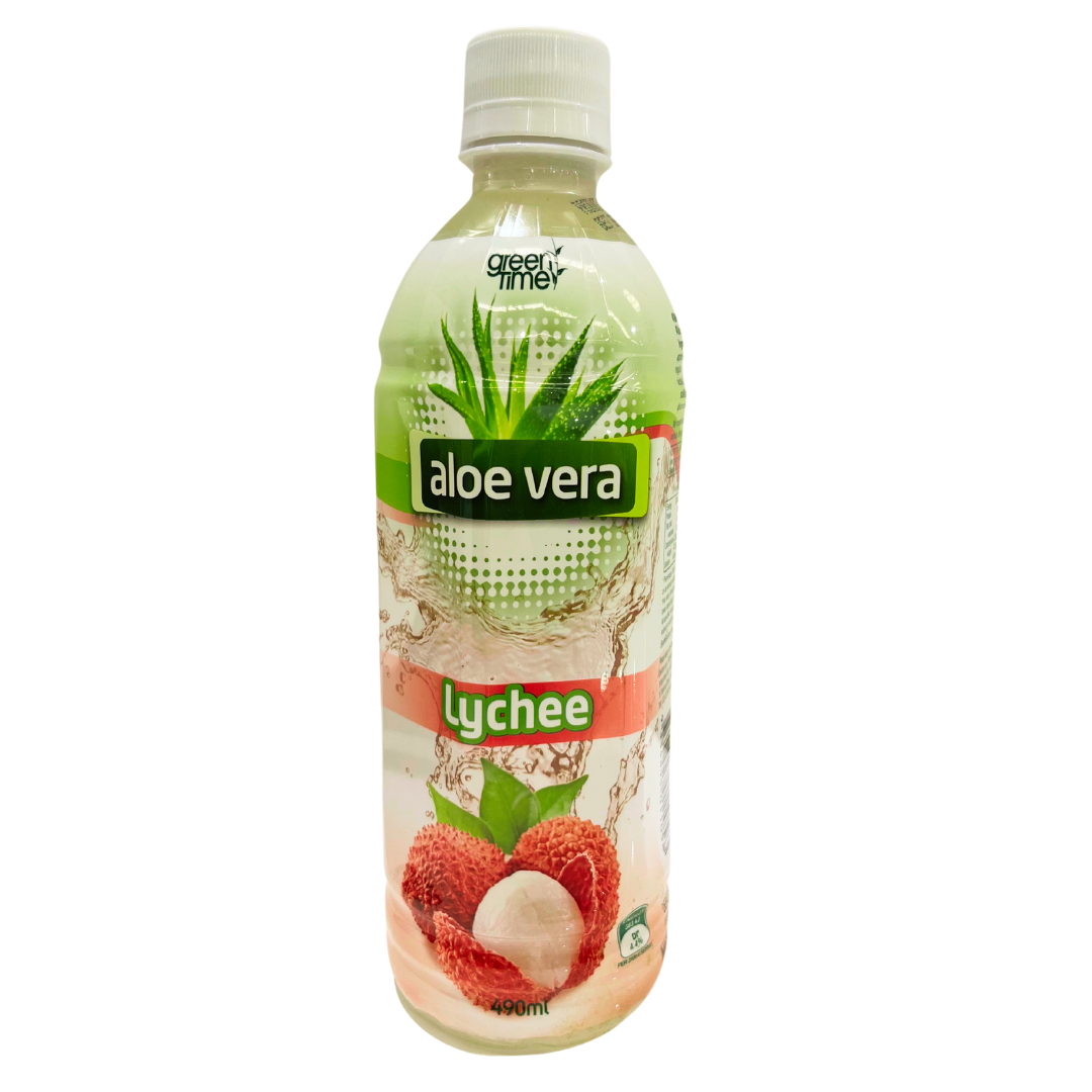 GREEN TIME Aloe Vera Drink Lychee 490ml x 24