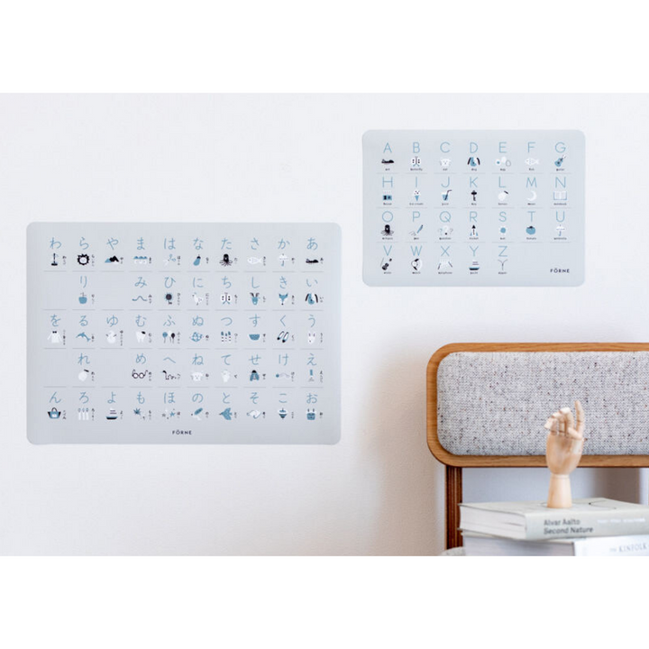 Hiragana and ABC chart Poster Set Light Gray