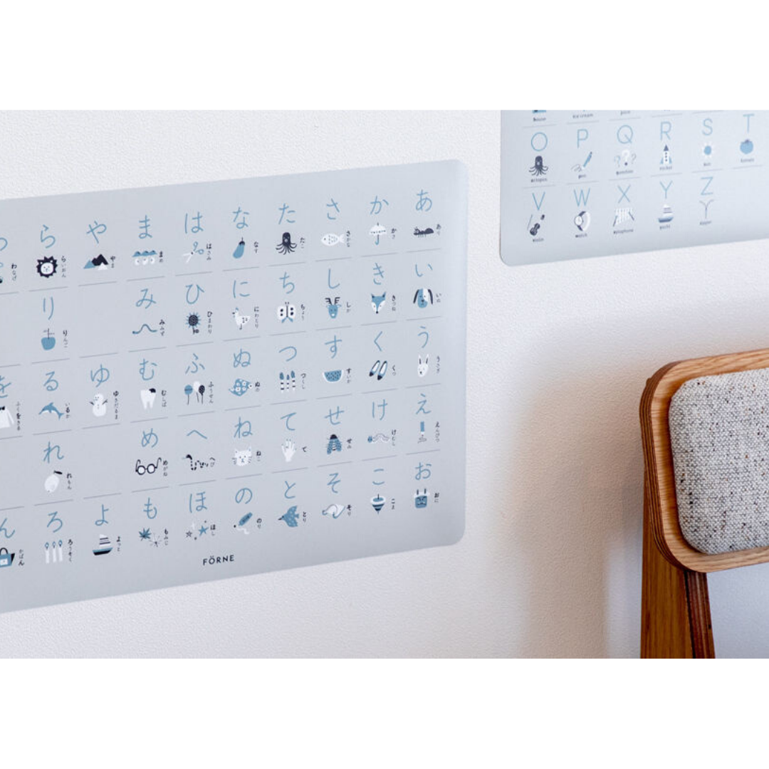 Hiragana and ABC chart Poster Set Light Gray