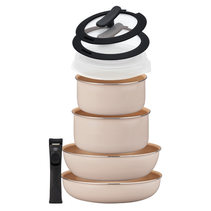 EVERCOOK Non Stick Frying Pan 9pc Set with Removable Handle