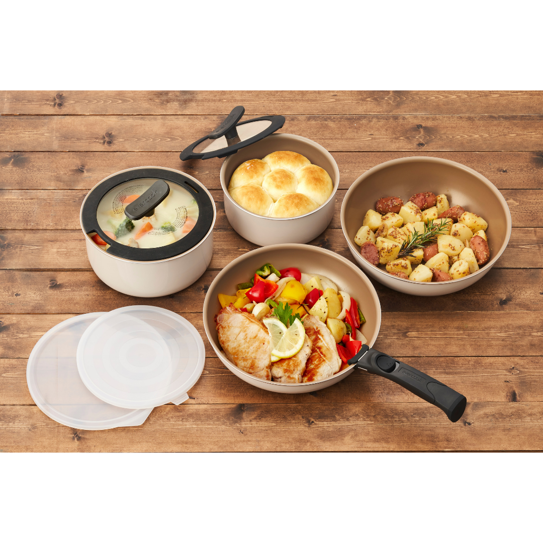 EVERCOOK Non Stick Frying Pan 9pc Set with Removable Handle