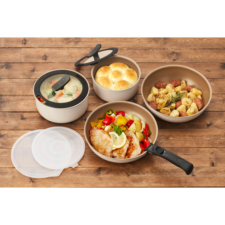 EVERCOOK Non Stick Frying Pan 9pc Set with Removable Handle