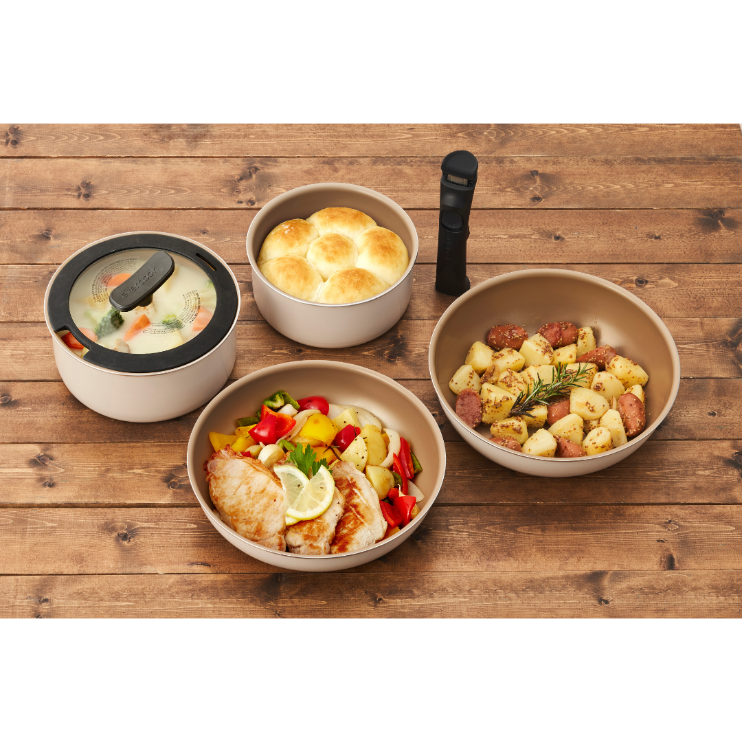 EVERCOOK Non Stick Frying Pan 9pc Set with Removable Handle