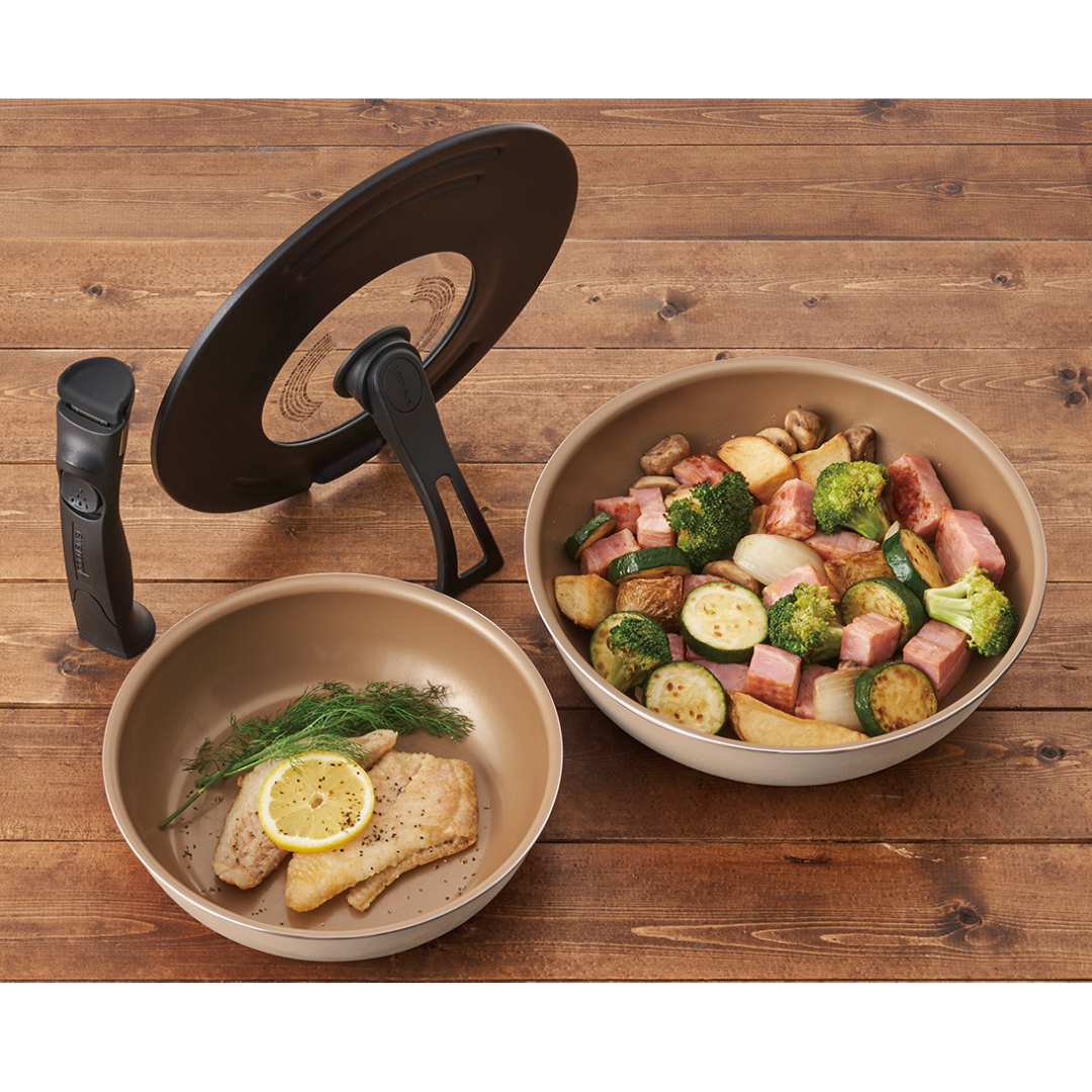 EVERCOOK Non Stick Flying Pan 4pc Set with Removable Handle